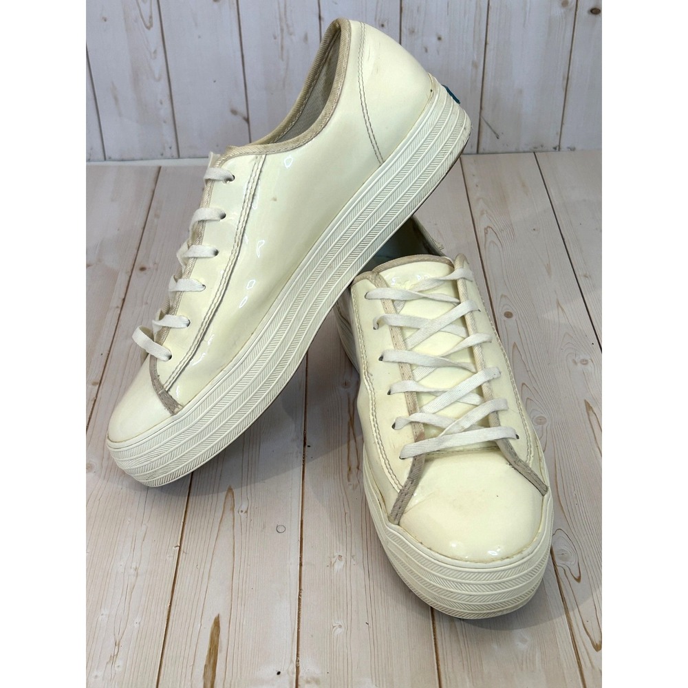 Keds Triple Up Patent Leather Platform Sneakers White Women's 8.5 Chunky